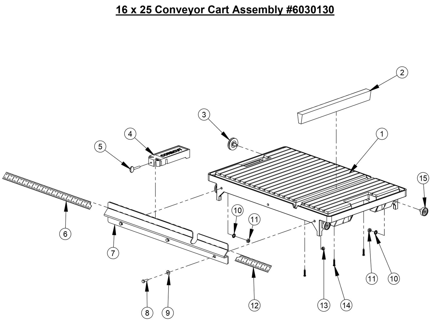 CC800M 16 x 25 Conveyor Cart Assembly