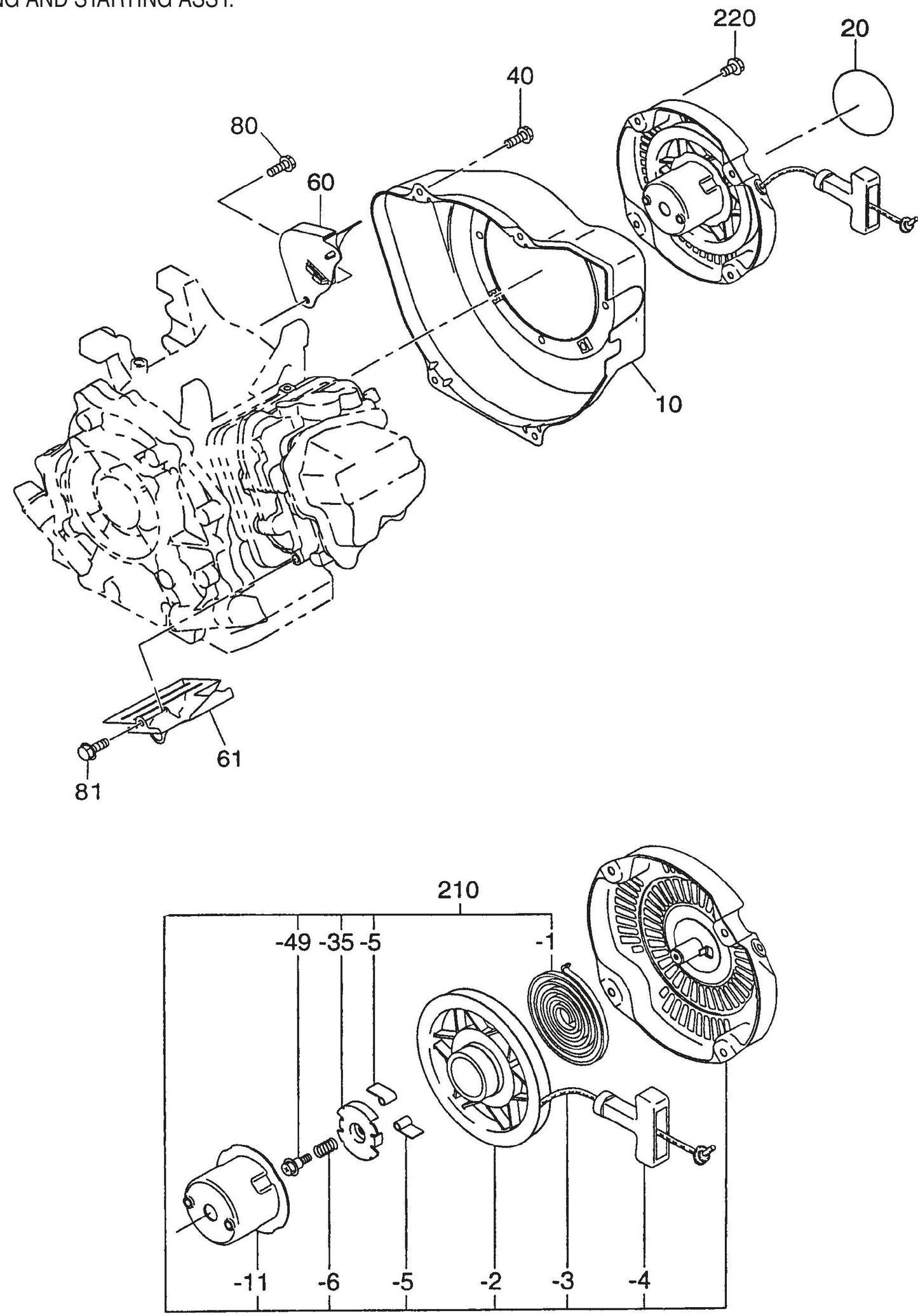 QP2TE ROBIN EX170D50021 Engine Cooling And Starting Assembly Parts By Multiquip