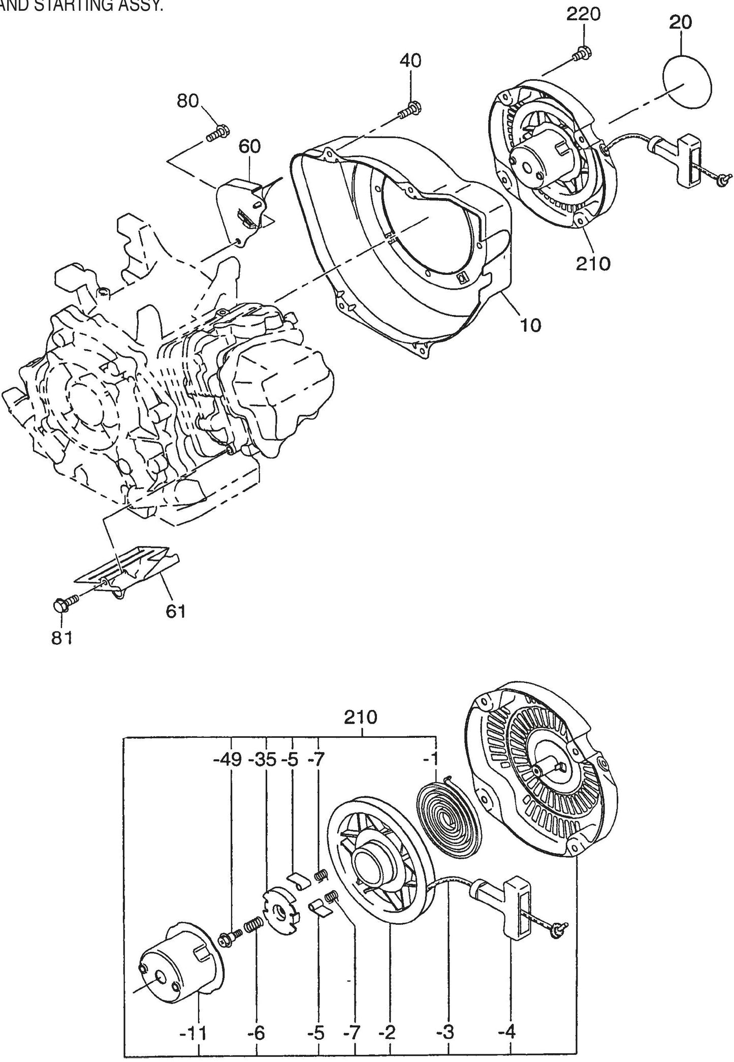 QP3TE ROBIN EX270D500241 ENGINE Cooling And Starting Assembly Parts By Multiquip