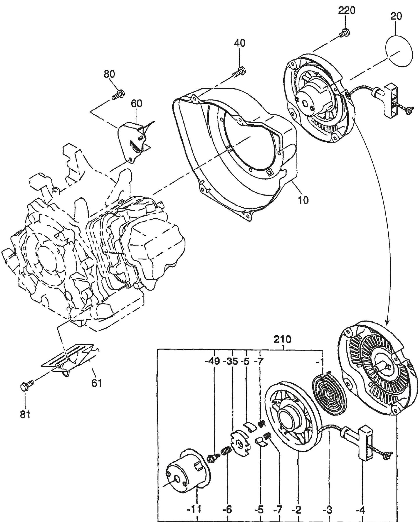 QP40TE ROBIN EX270D50021 ENGINE Cooling And starting Assembly Parts By Multiquip