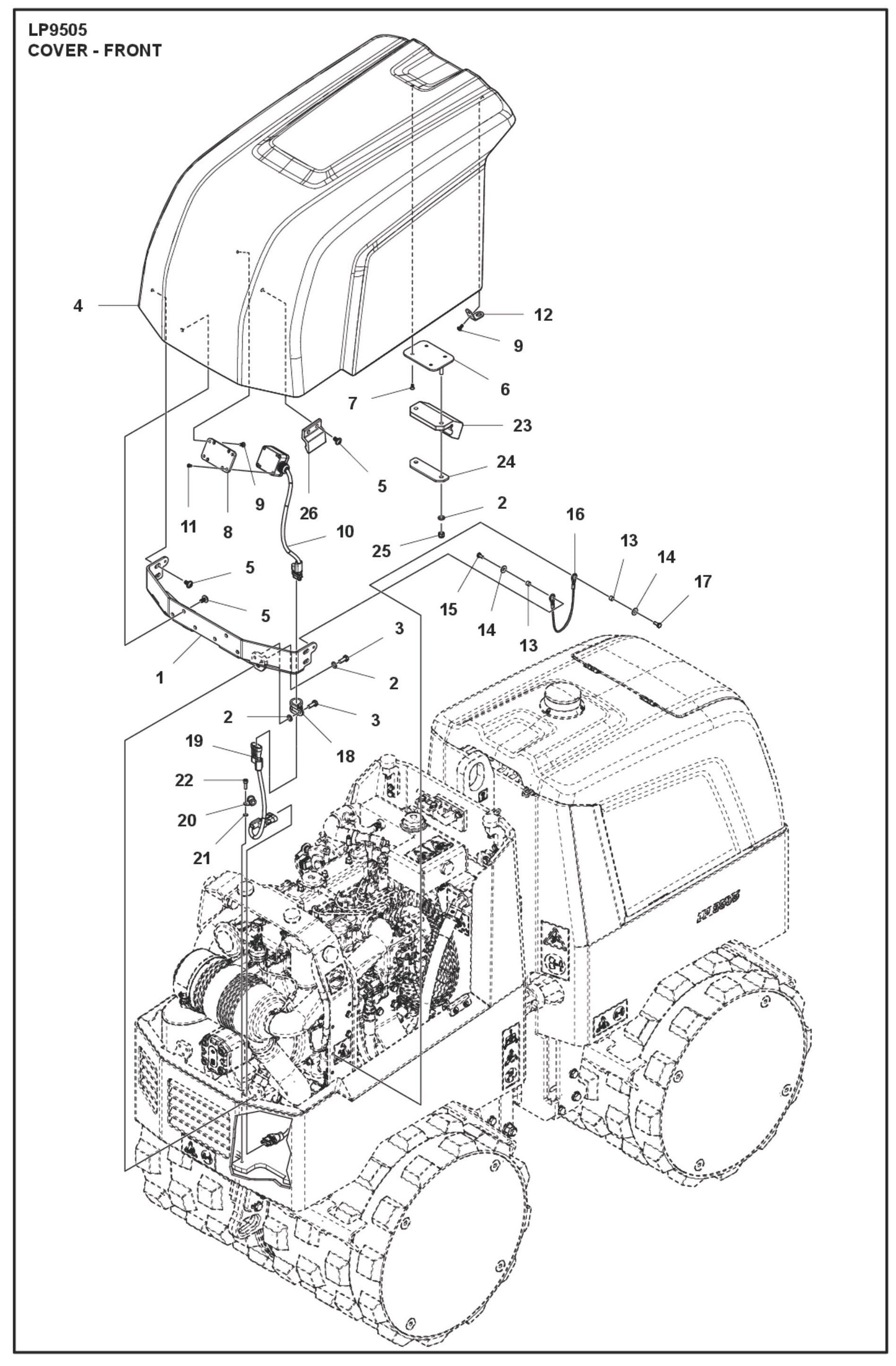 Cover- Front Parts For LP 9505 Trench Roller By Husqvarna