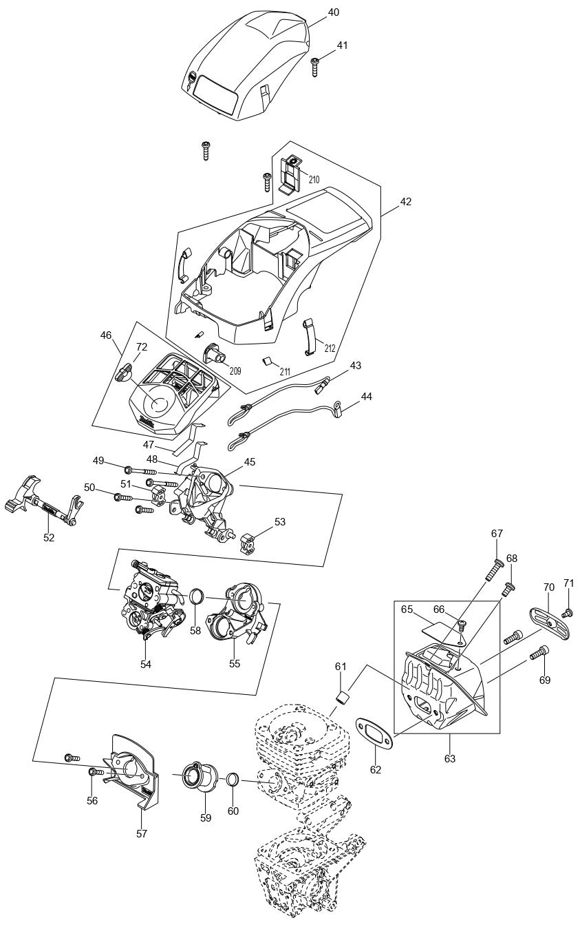 Cover, Air Filter, Muffler Assembly Parts For EA3601FRDB Gas Chain Saw Parts by Makita