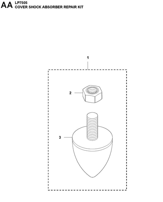Cover Shock Absorber Repair Kit Parts For LP7505 Walk Behind Roller By Husqvarna