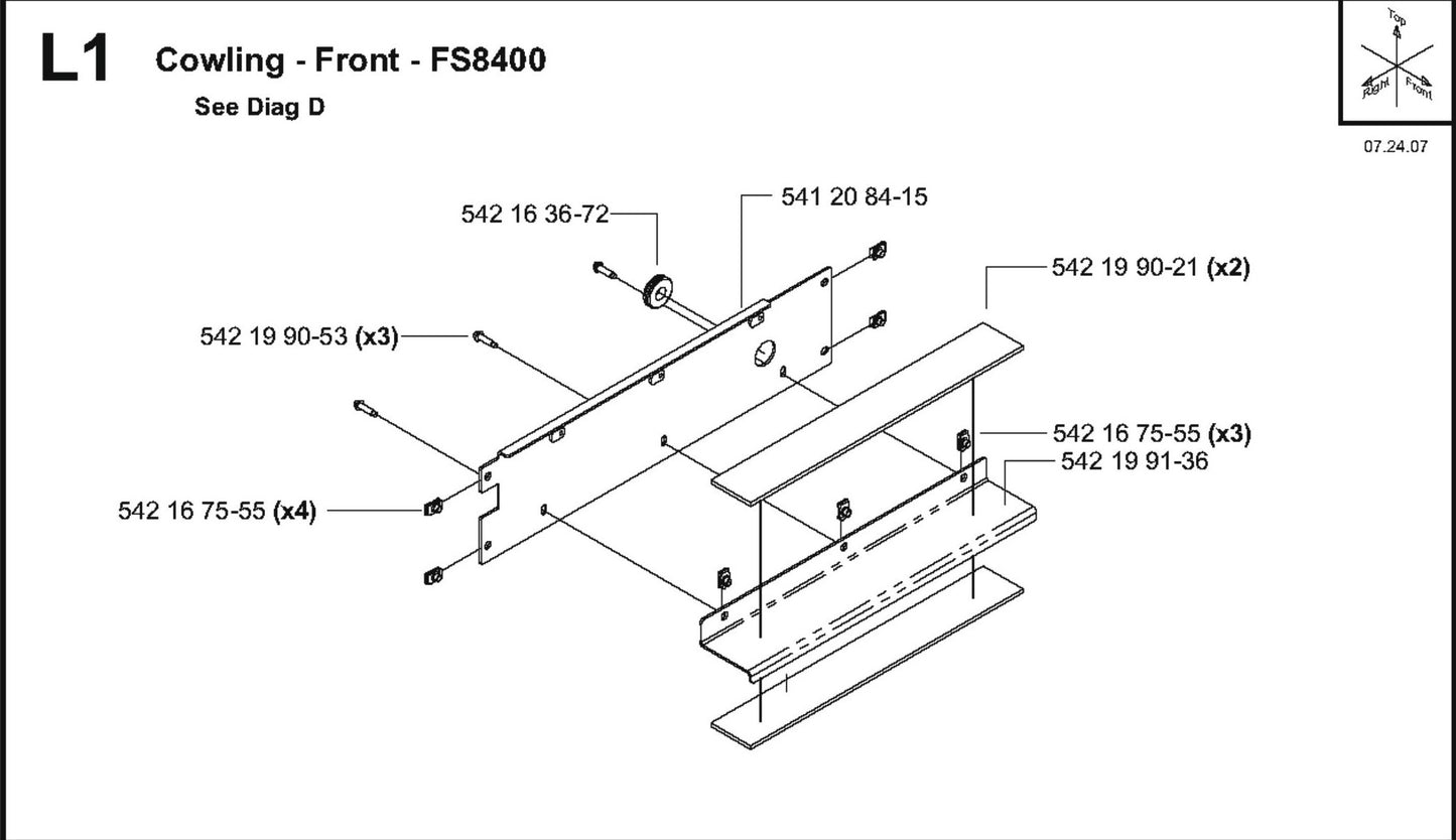 Cowling - Front Parts For FS8400D By Husqvarna