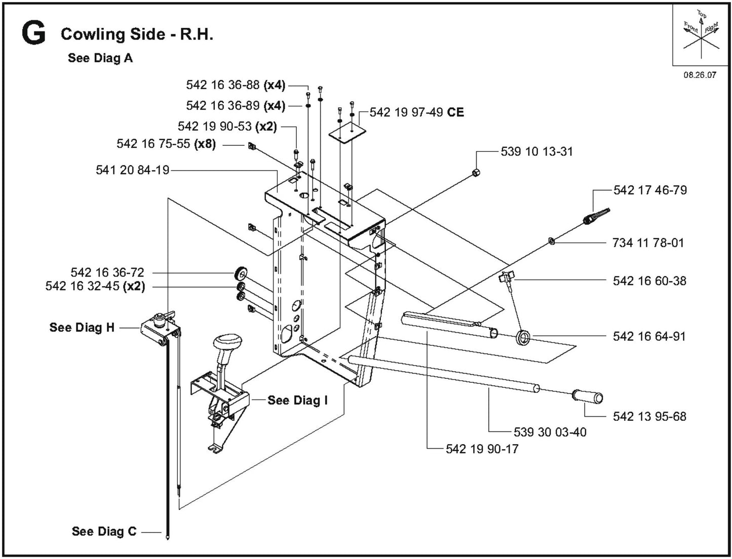 Cowling Side - R.H Parts for FS8400 D By Husqvarna