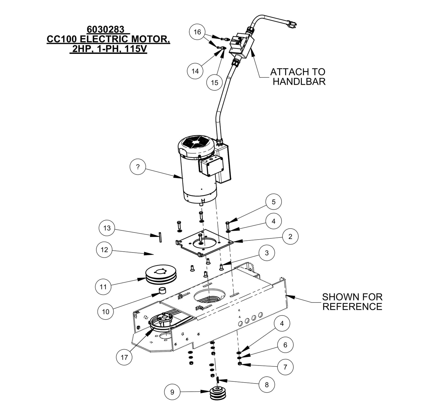 CC100,CPG100 Electric Motor 2HP,1-PH,115V Assembly Parts