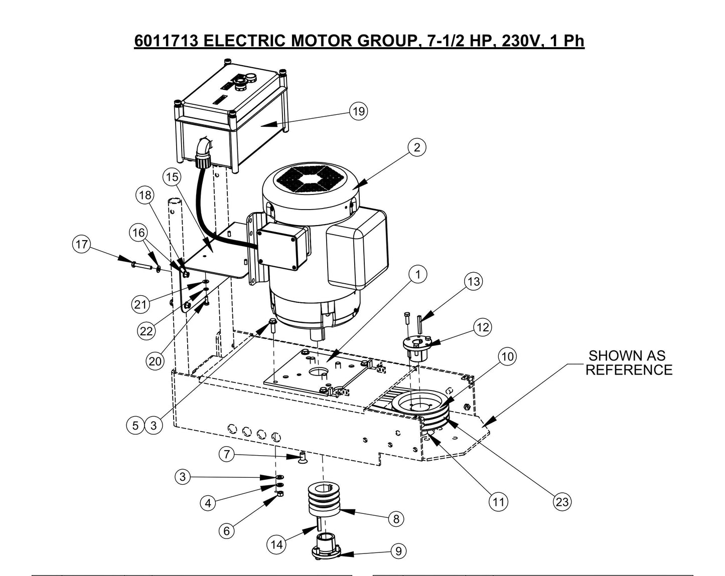 CC100,CPG100 Electric Motor Group, 7-1/2 HP, 230V, 1 Ph Assembly Parts