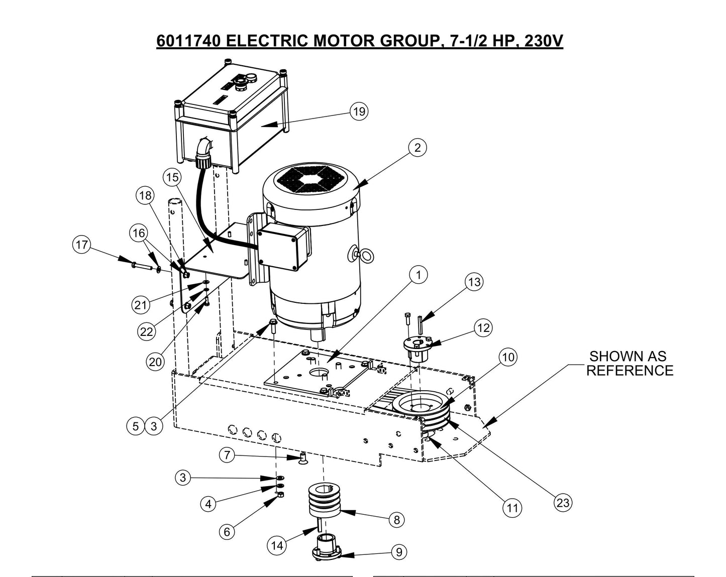 CC100,CPG100 Electric Motor Group, 7-1/2 HP, 230V Assembly Parts