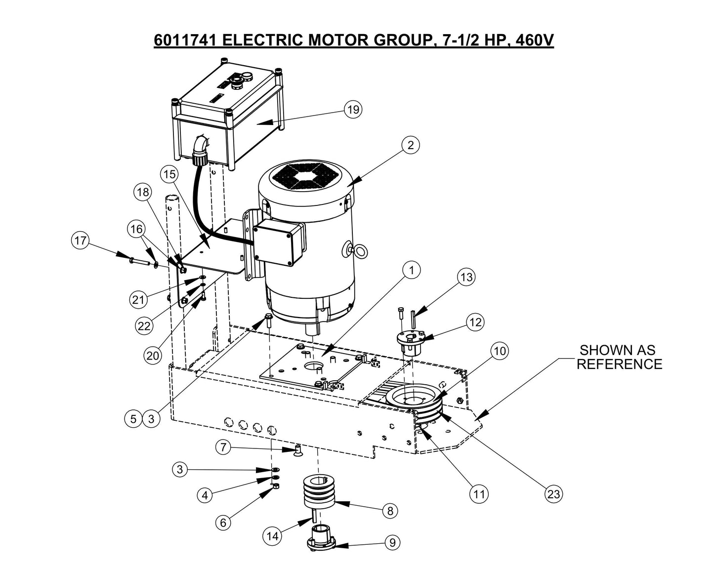 CC100,CPG100 Electric Motor Group, 7-1/2 HP, 460V Assembly Parts