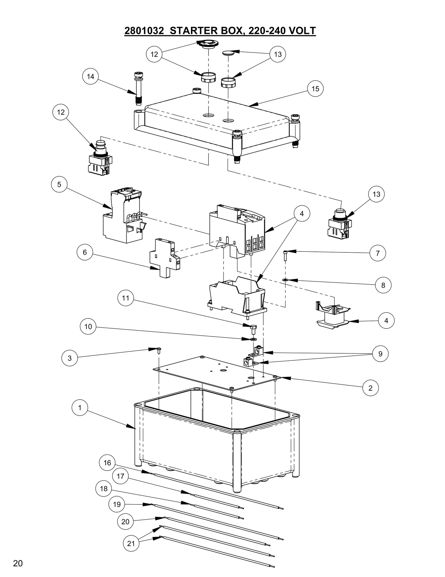 CC100,CPG100 Starter Box, 220-240 Volt Assembly Parts Fig-1