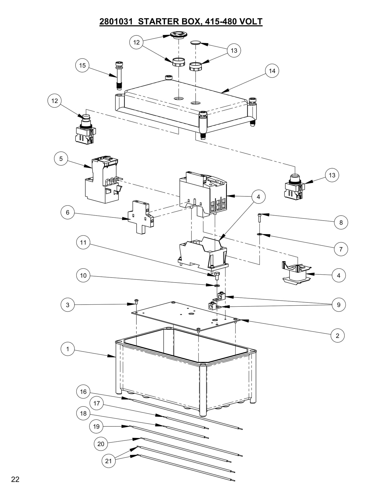 CC100,CPG100 Starter Box, 415-480 Volt Assembly Parts Fig-2