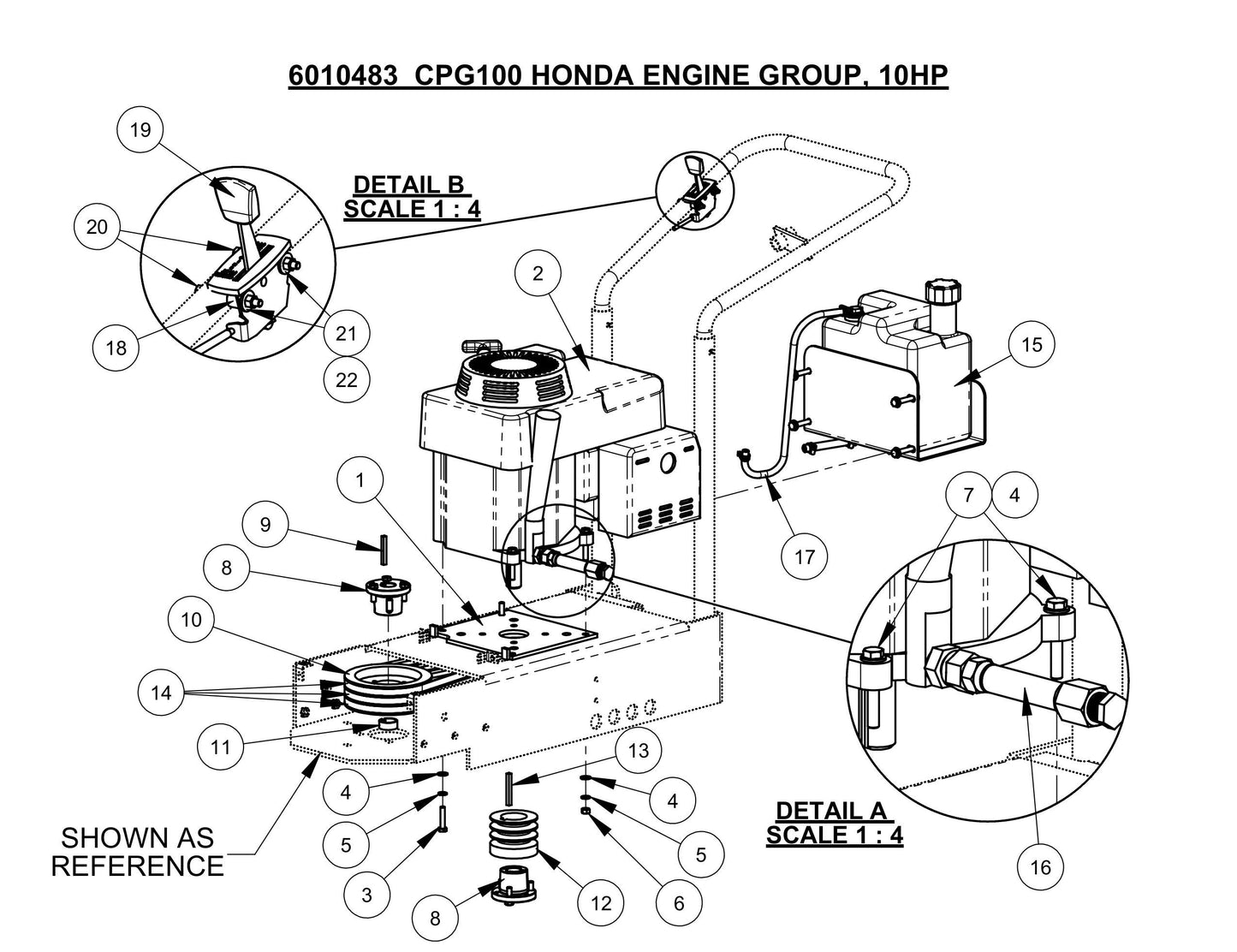 CC100,CPG100 Honda Engine Group 10HP Assembly Parts