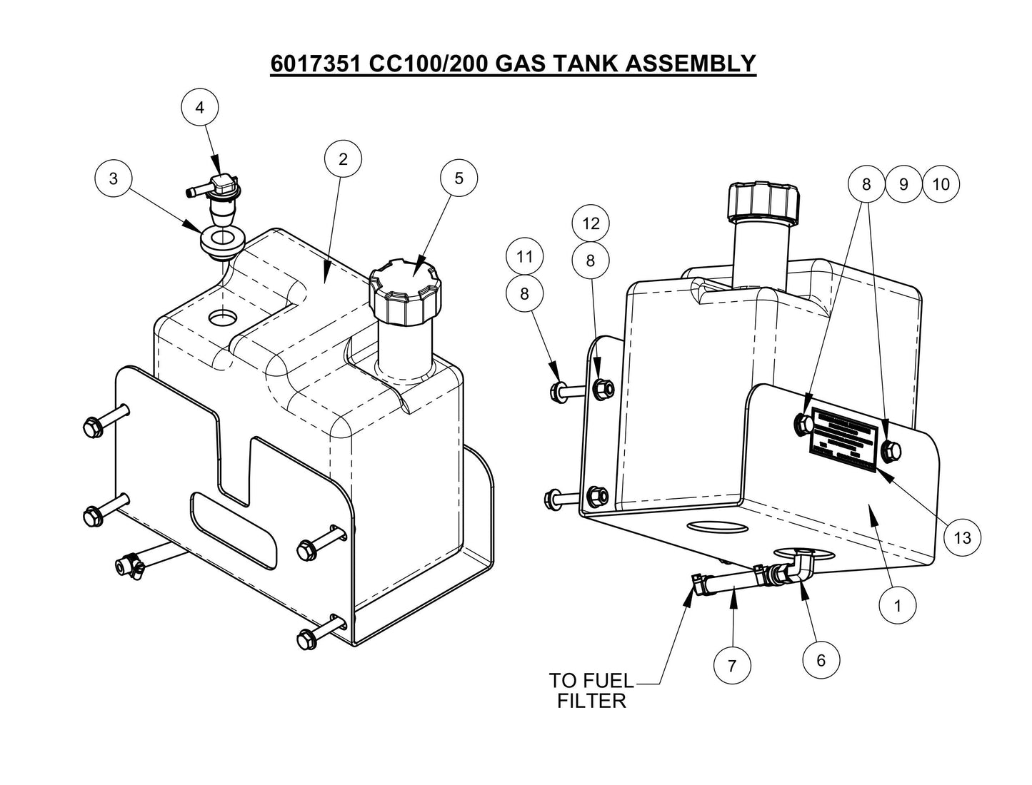 CC100/200,CPG100 Gas Tank Assembly Parts