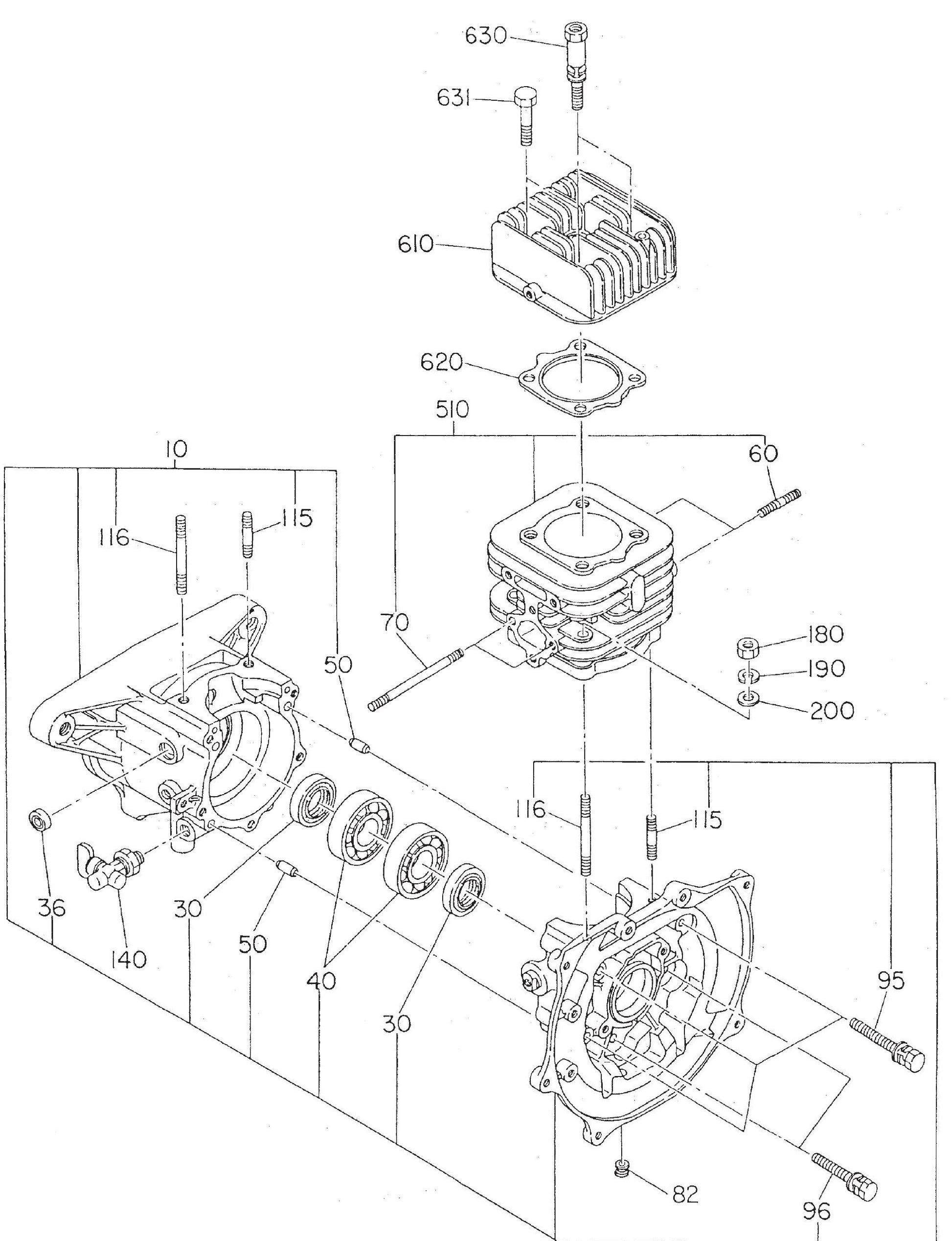 MT75HS Robin EC12HS Engine Crankcase And Cylinder Assembly Parts