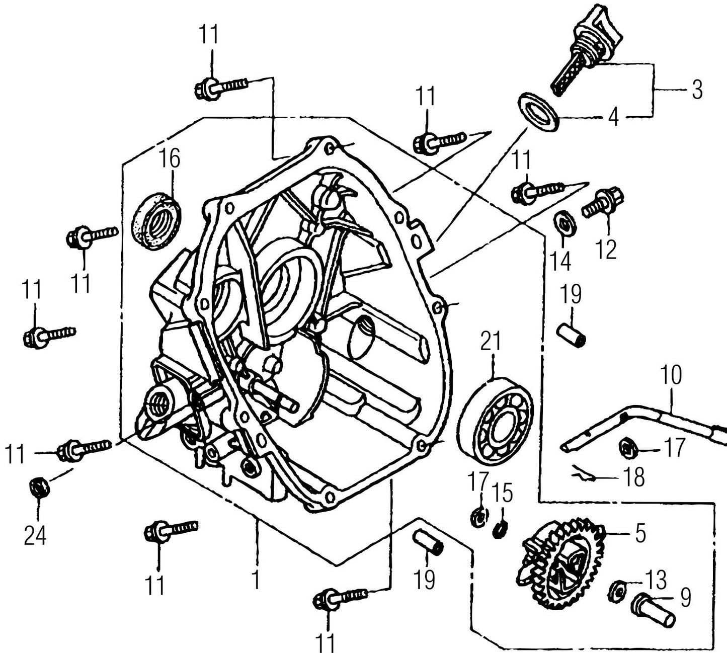 MTX70HD Honda GX100RTKRBF Engine Crankcase Cover Assembly Parts