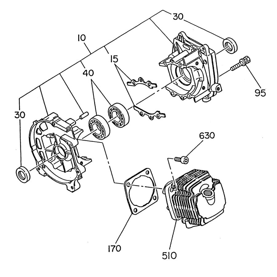 Crankcase And Cylinder Parts For WYC-402BP Backpack Vibrator Motor By Husqvarna