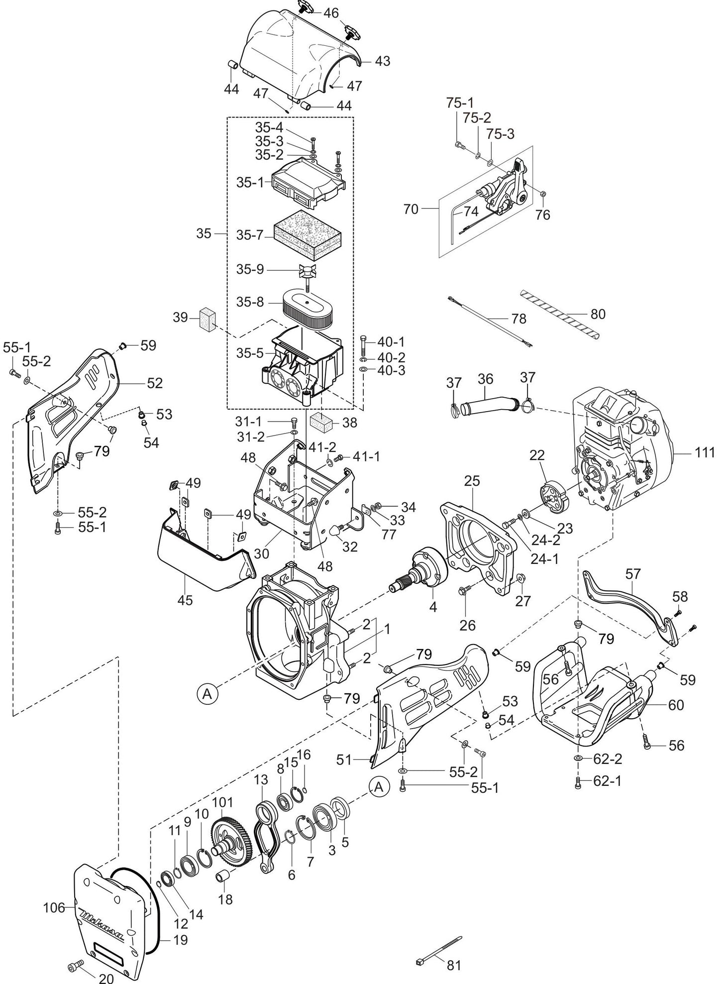 MTX80HDR Crankcase And Engine Assembly Parts