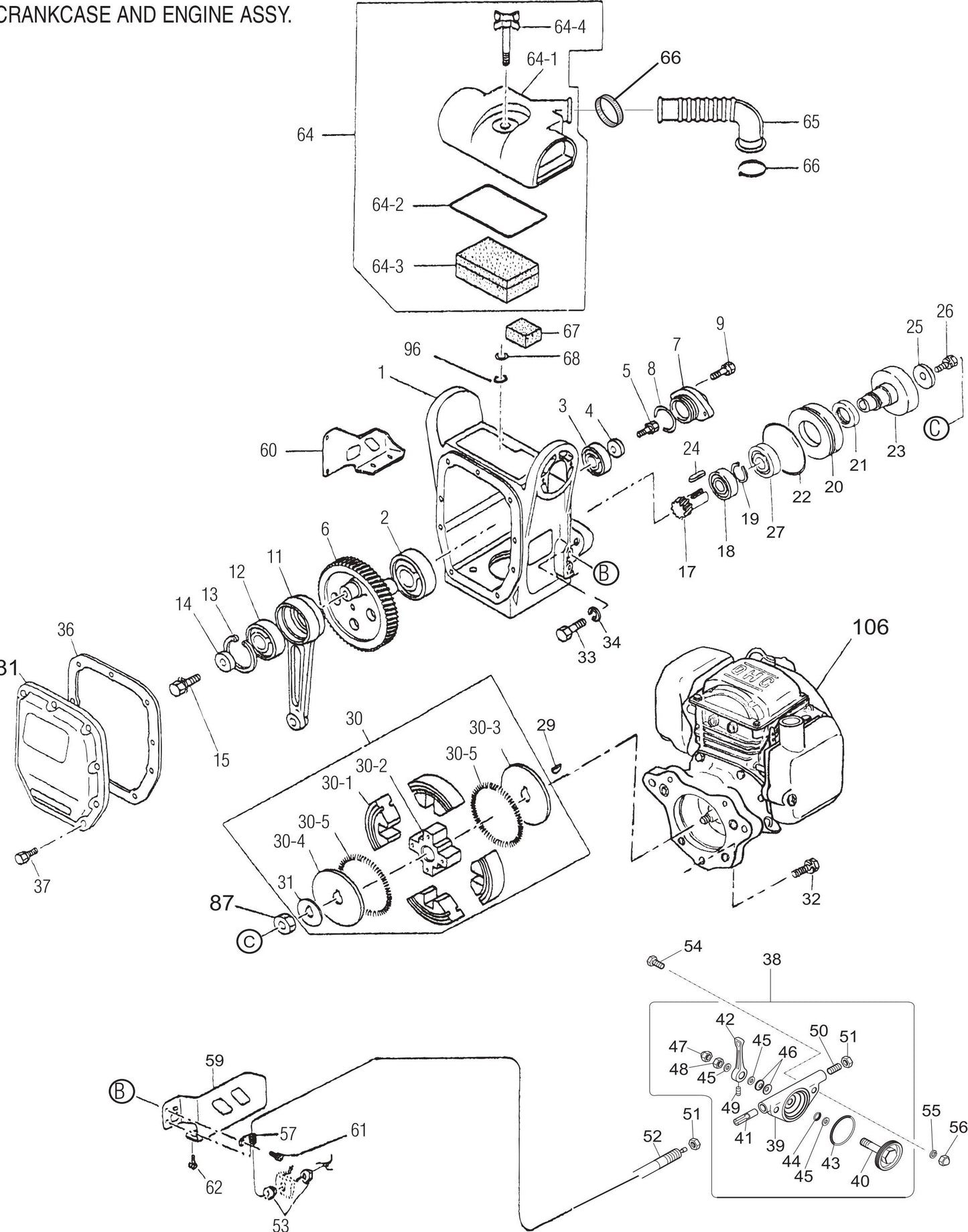 MT65HA Crankcase And Engine Assembly Parts