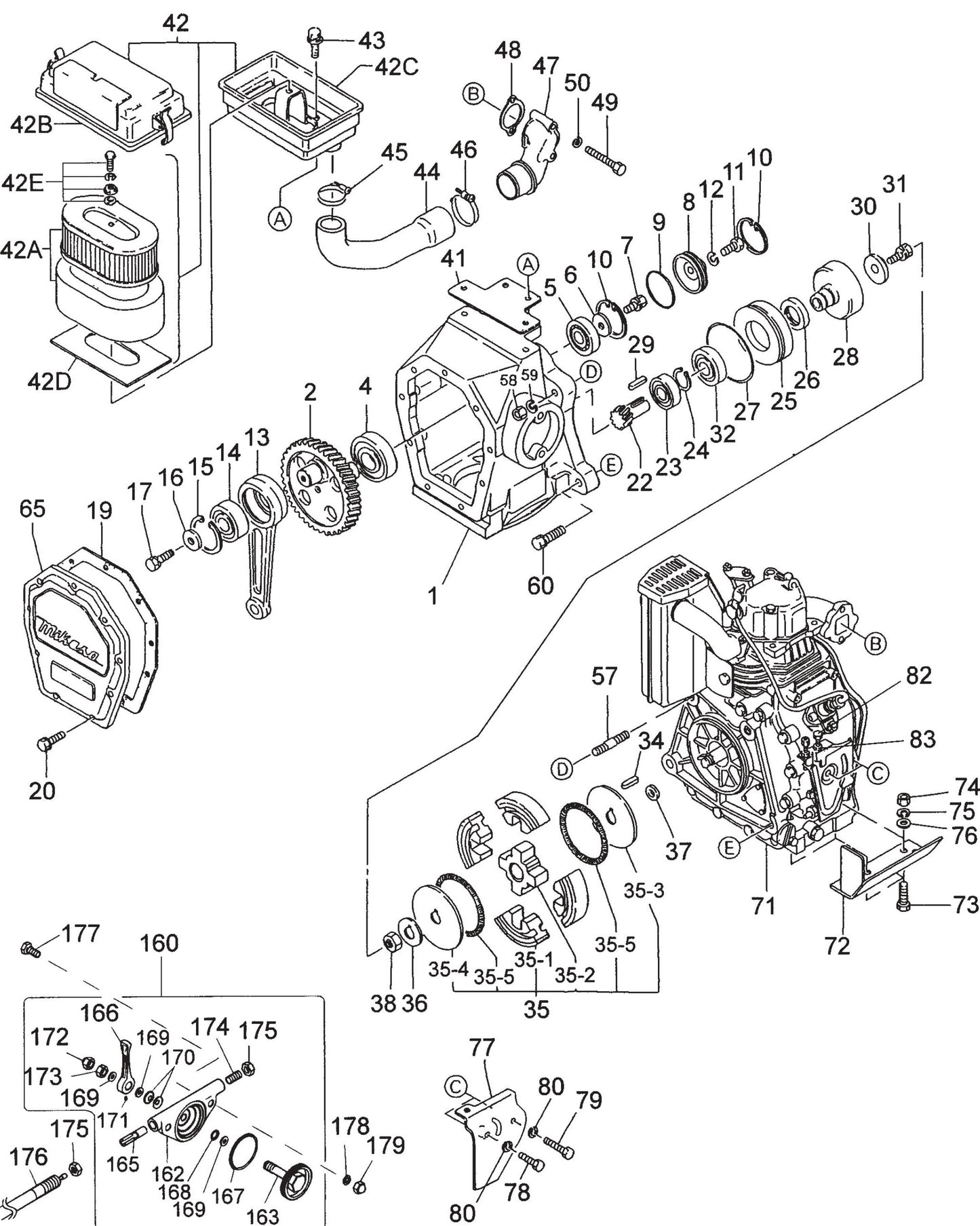 MT76D2 Crankcase And Engine Assembly Parts