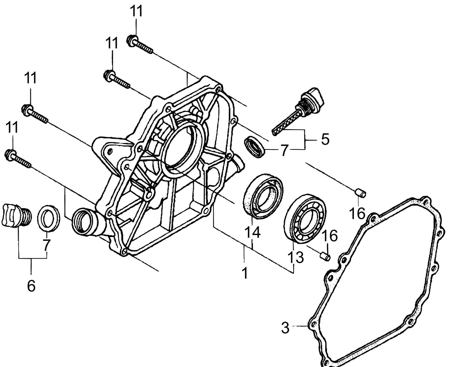 MVC64-VH/VHW Honda GX120U1SM12 Engine Crankcase Cover Assembly Parts