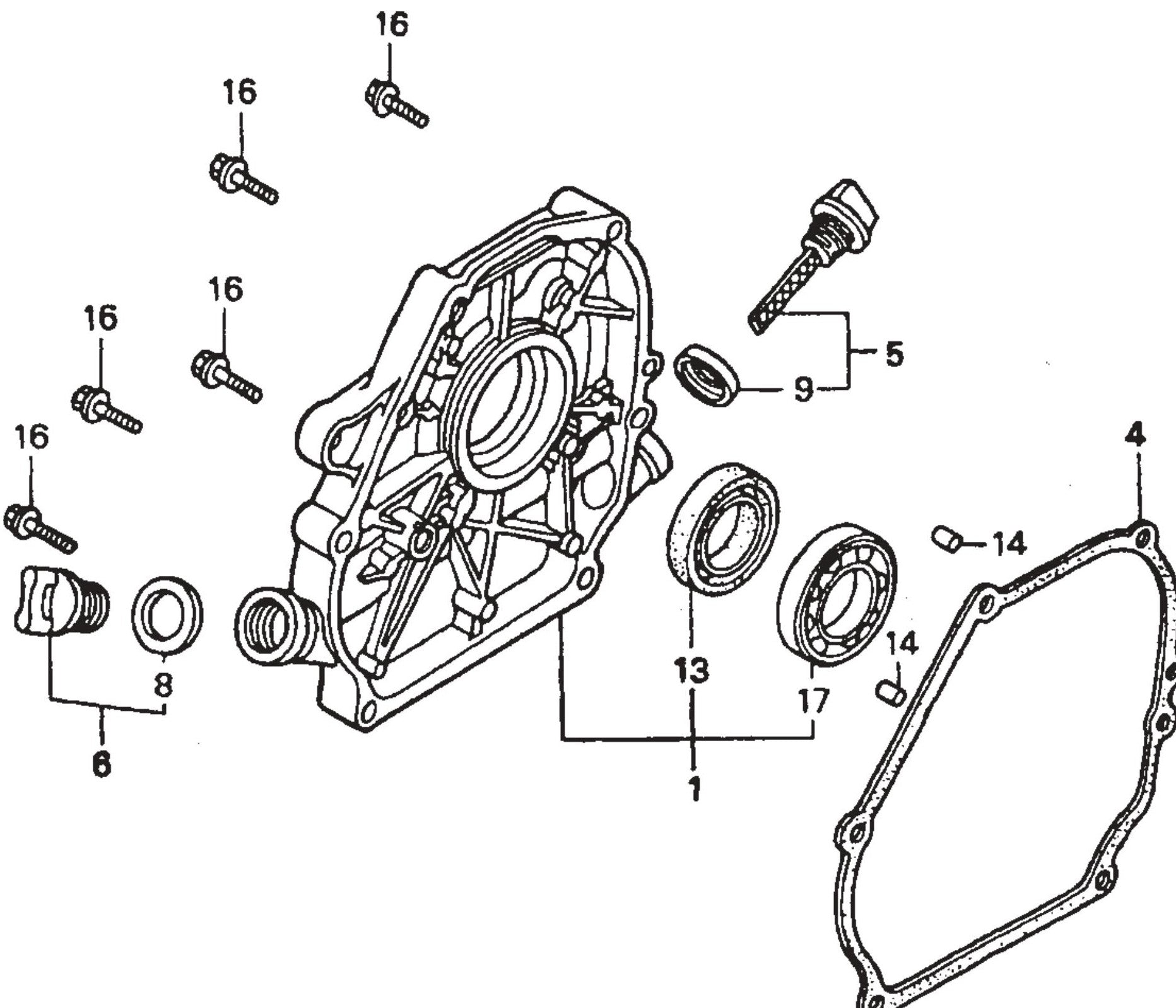 MVC77 Honda GX160K1QX2 Crankcase Cover Assembly Parts