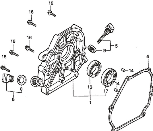 MVC77 Honda GX160K1QX2 Crankcase Cover Assembly Parts