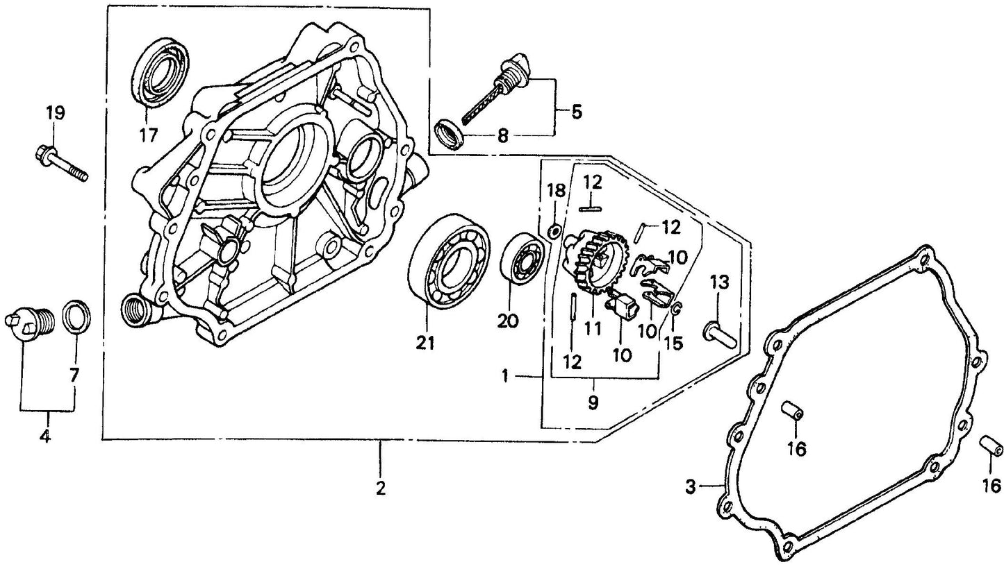 MVH304GHB Honda GX340K1SMX2 Crankcase Cover Assembly Parts