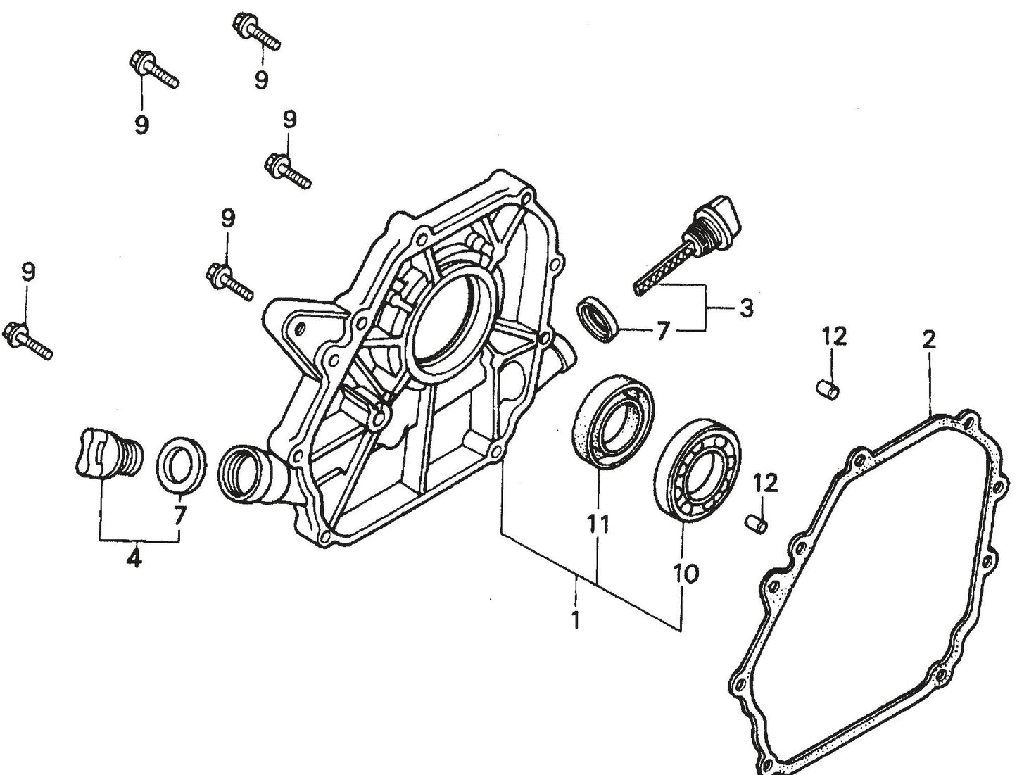 MQ QP204H HONDA GX120K1PX2/GX120U1PX2 Engine Crankcase Cover Assembly Parts By Multiquip