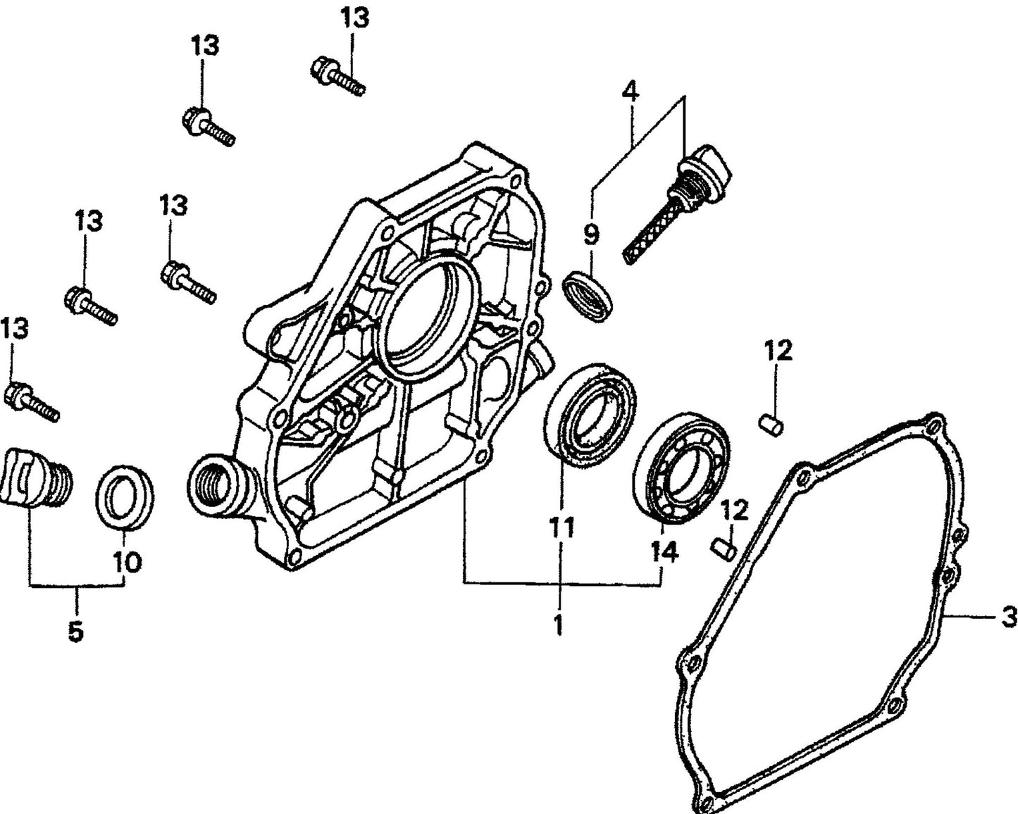MVC90H Honda GX160K1QMX2/GX160U1QMX2 Engine Crankcase Cover Assembly Parts