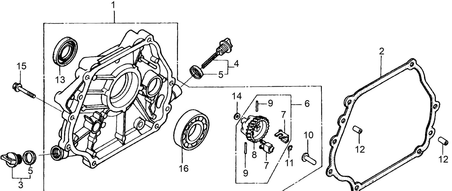 MVH308GH Honda GX270UT2SMXC/SCM Crankcase Cover Assembly Parts