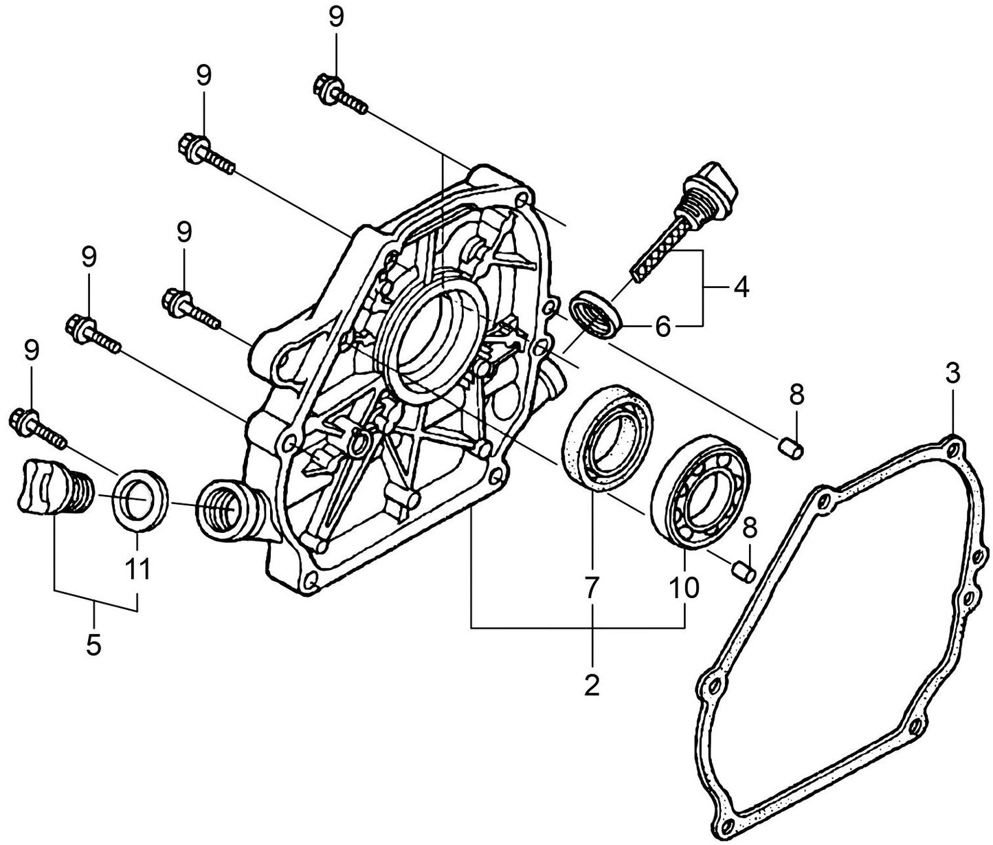 MVH158GH Honda GX200UT2SM14/SCM  Engine Crankcase Cover Assembly Parts