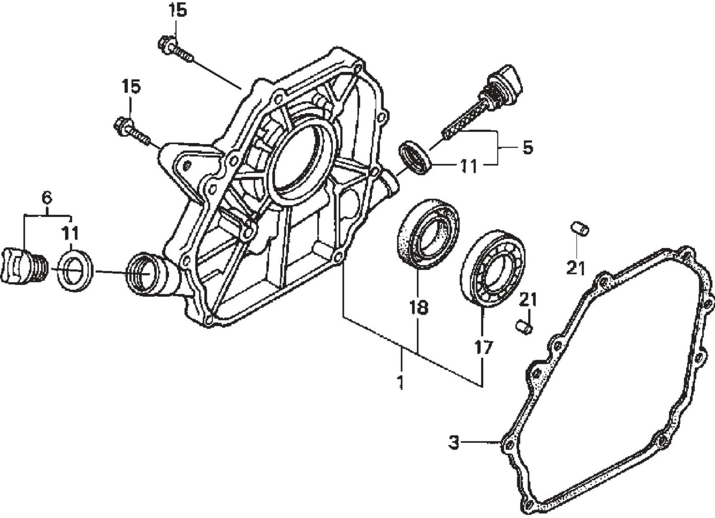 MVHR60HW HONDA GX120K1SM12  Crankcase Cover Assembly Parts