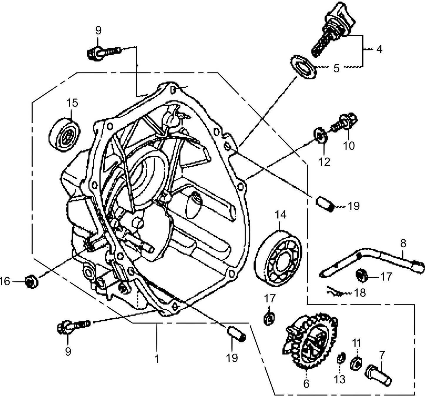 MTX80HDR Honda GX120RTKRBF Engine Crankcase Cover Assembly Parts