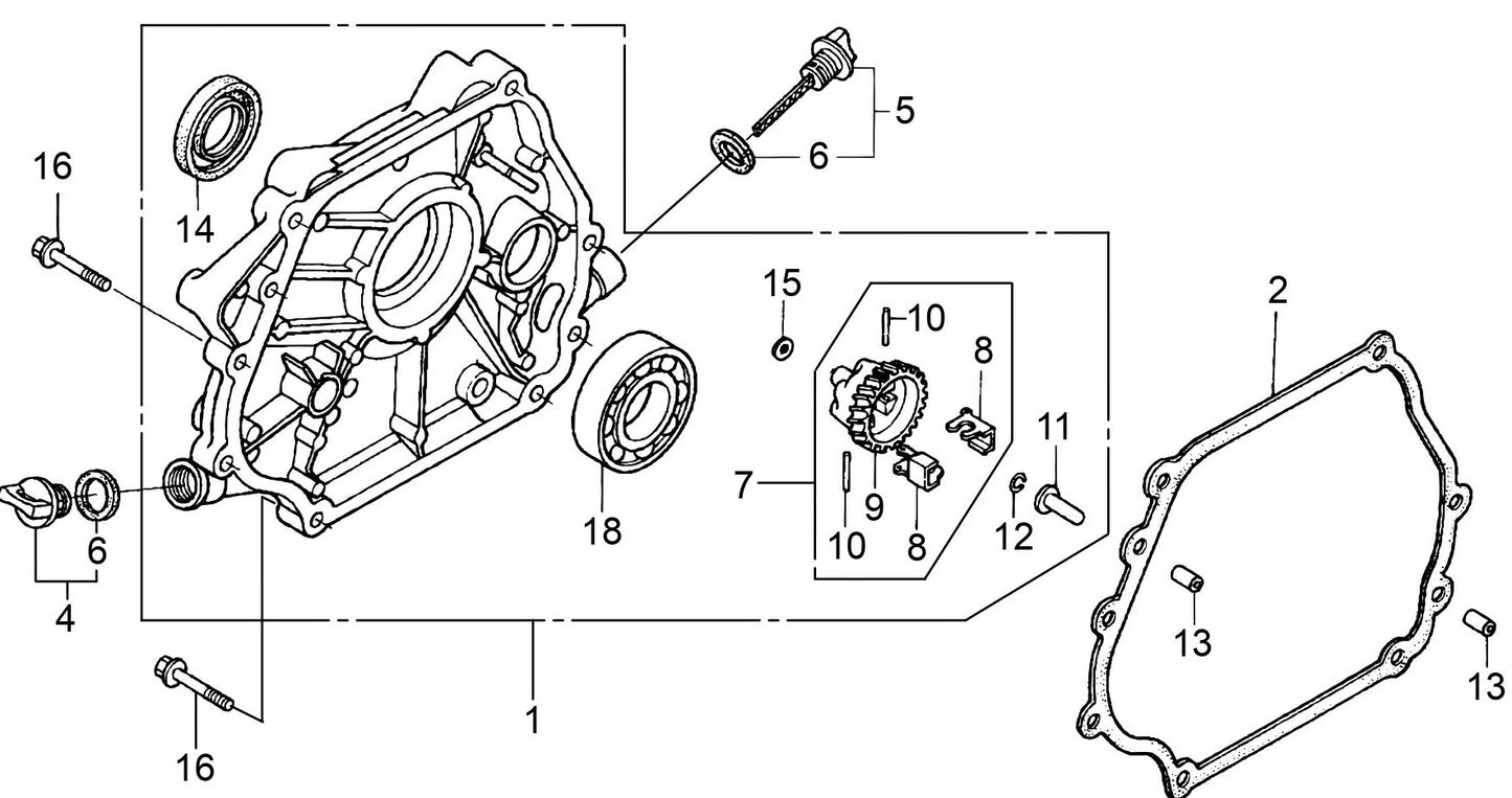 MVH208GH Honda GX240UT2SMXC/GX270UT2SCM Engine Crankcase Cover Assembly Parts