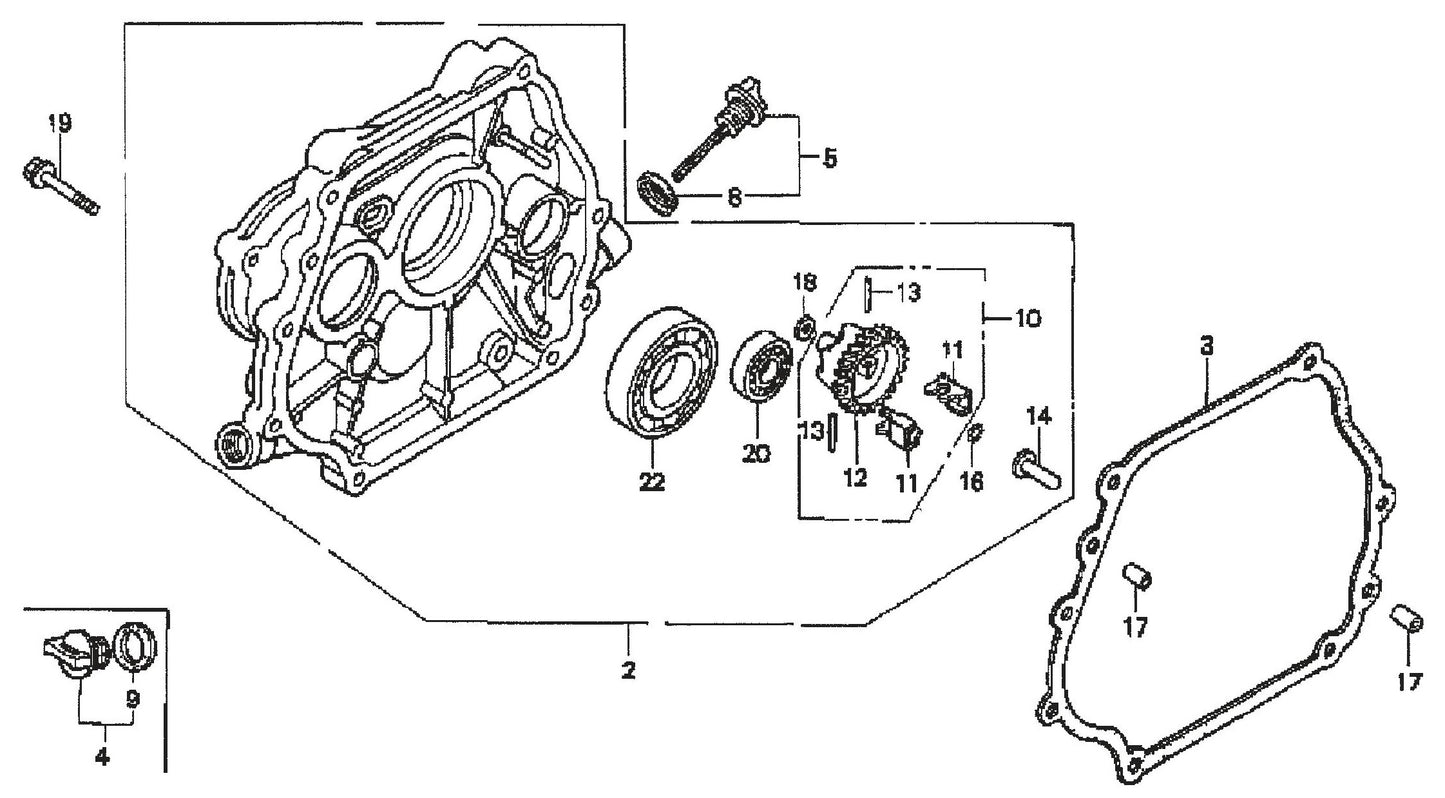 MVH200GH Honda GX240K1SMX2 Engine Crankcase Cover Assembly Parts