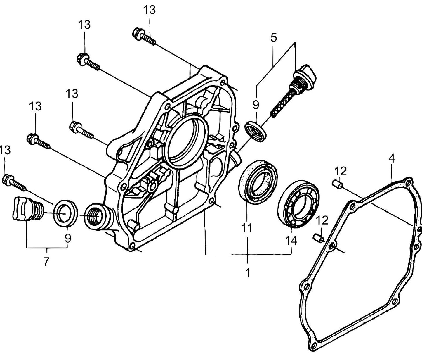 MVC88VGH/VGHW Honda GX160U1QMX2 Engine Crankcase Cover Assemble Parts