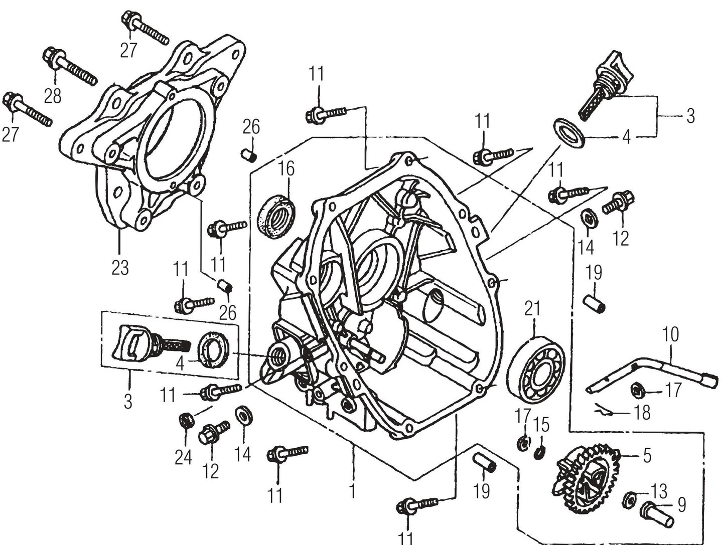 MT65HA Honda GX100KRBM Engine Crankcase Cover Assembly Parts