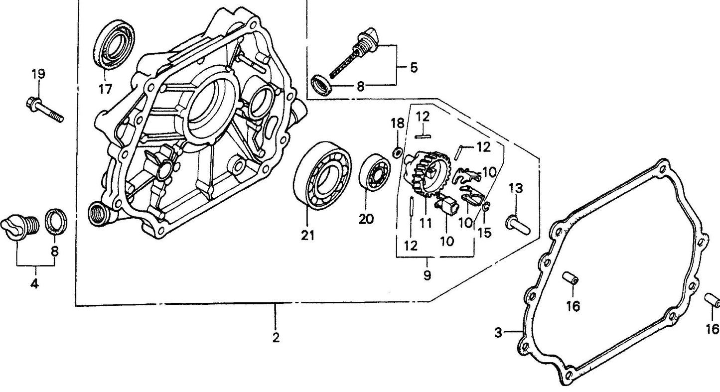 MVH402GHB HONDA GX390K1SMX2 Crankcase Cover Assembly Parts