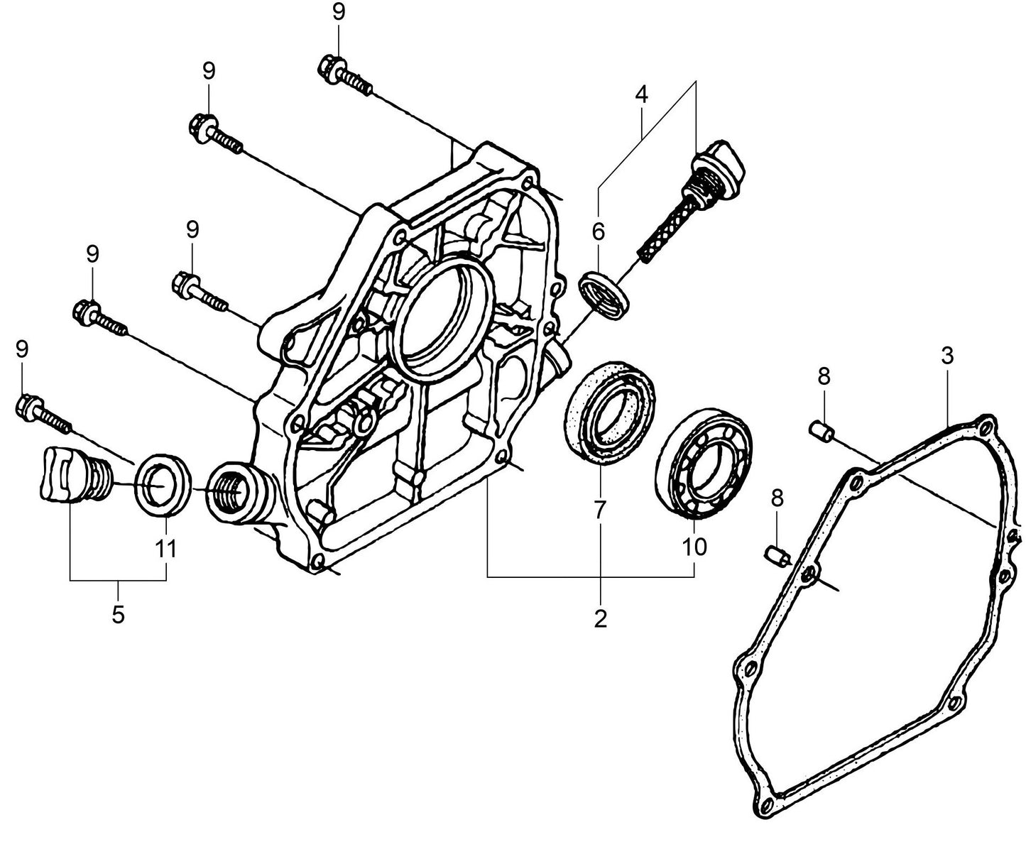 MVH128GH Honda GX160UT2SCM Crankcase Cover Assembly Parts