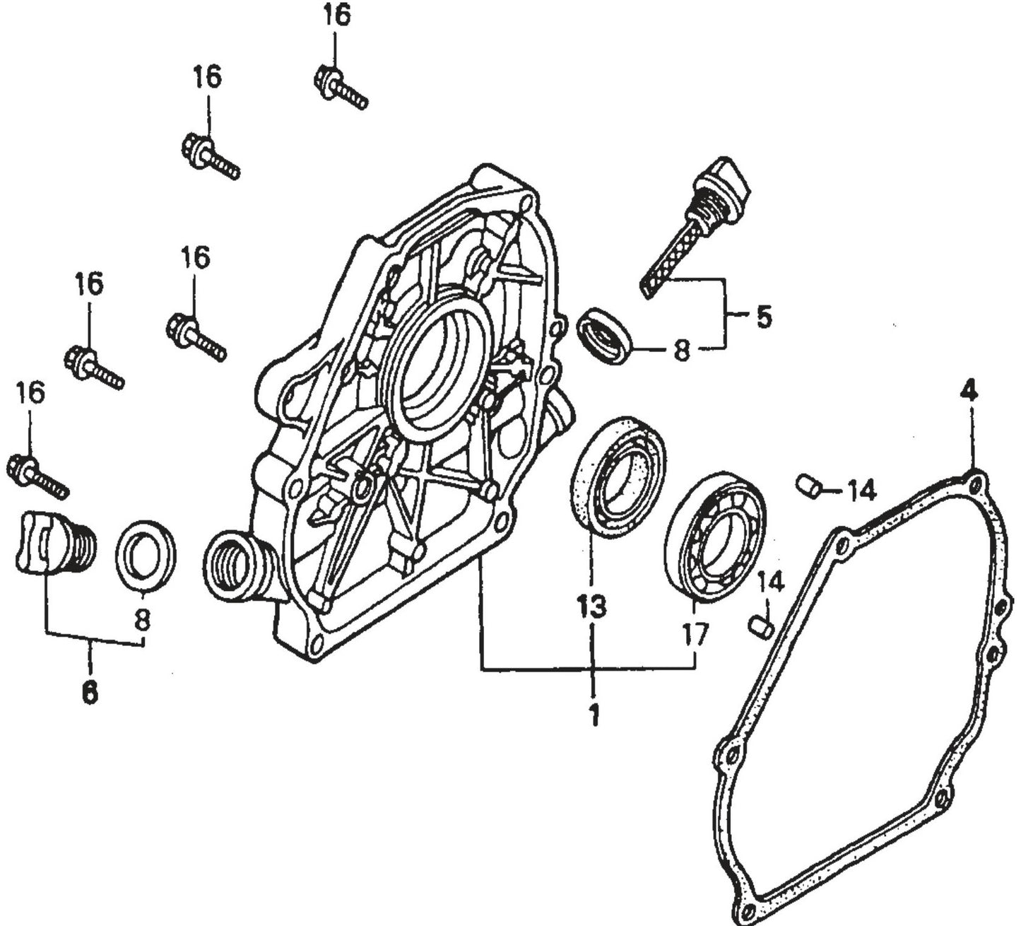 MVH120VGH GX160U1SMX4 Engine Crankcase Cover Assembly Parts