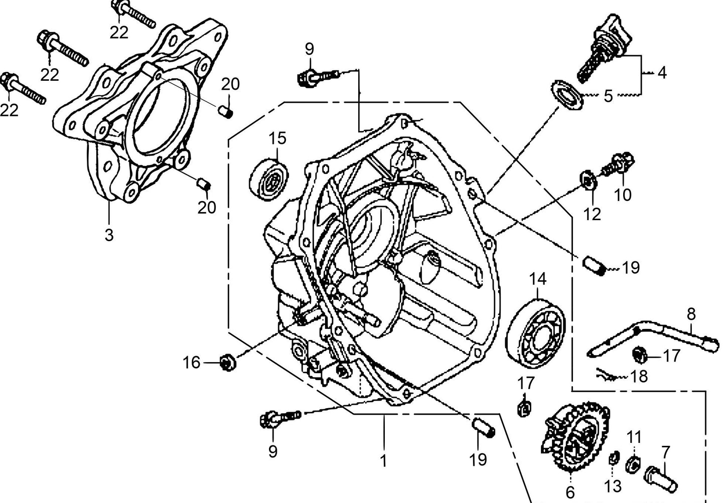 MT77HFR Honda GXR120RTKRB6 Engine Crankcase Cover Assembly Parts
