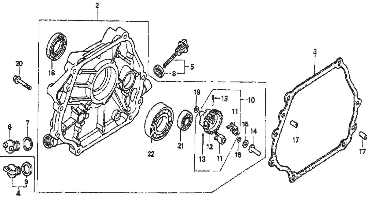 QP301TH HONDA GX240K1PA2 ENGINE Crankcase cover Assembly Parts By Multiquip