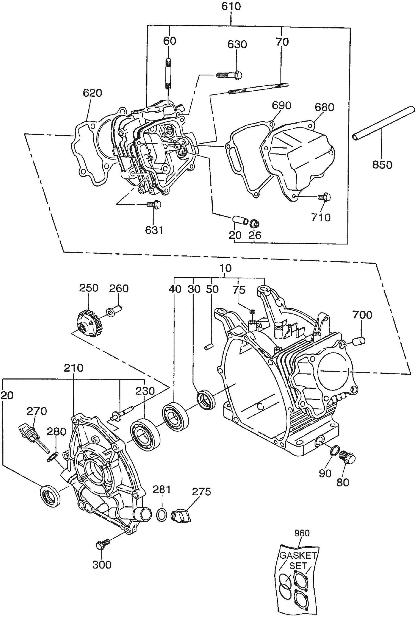QP2TE ROBIN EX170D50021 Engine crankcase Assembly Parts By Multiquip