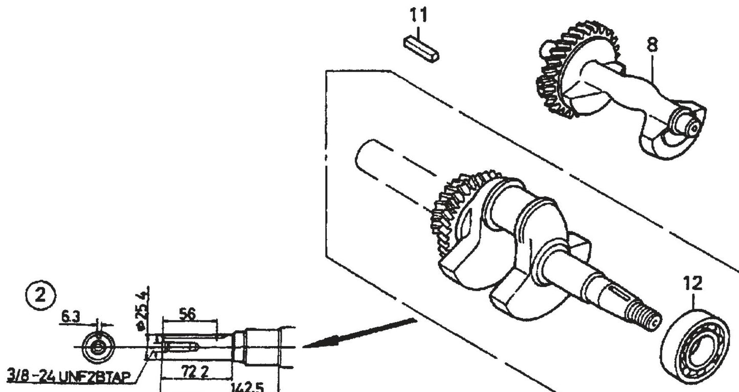 Honda GX390K1QWT2 Engine Crankshaft Assembly Parts For SP2 13H20 S13H20 S20H20 By Multiquip