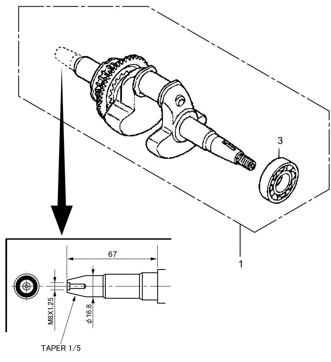 MTX80HDR Honda GX120RTKRBF Engine Crankshaft Assembly Parts