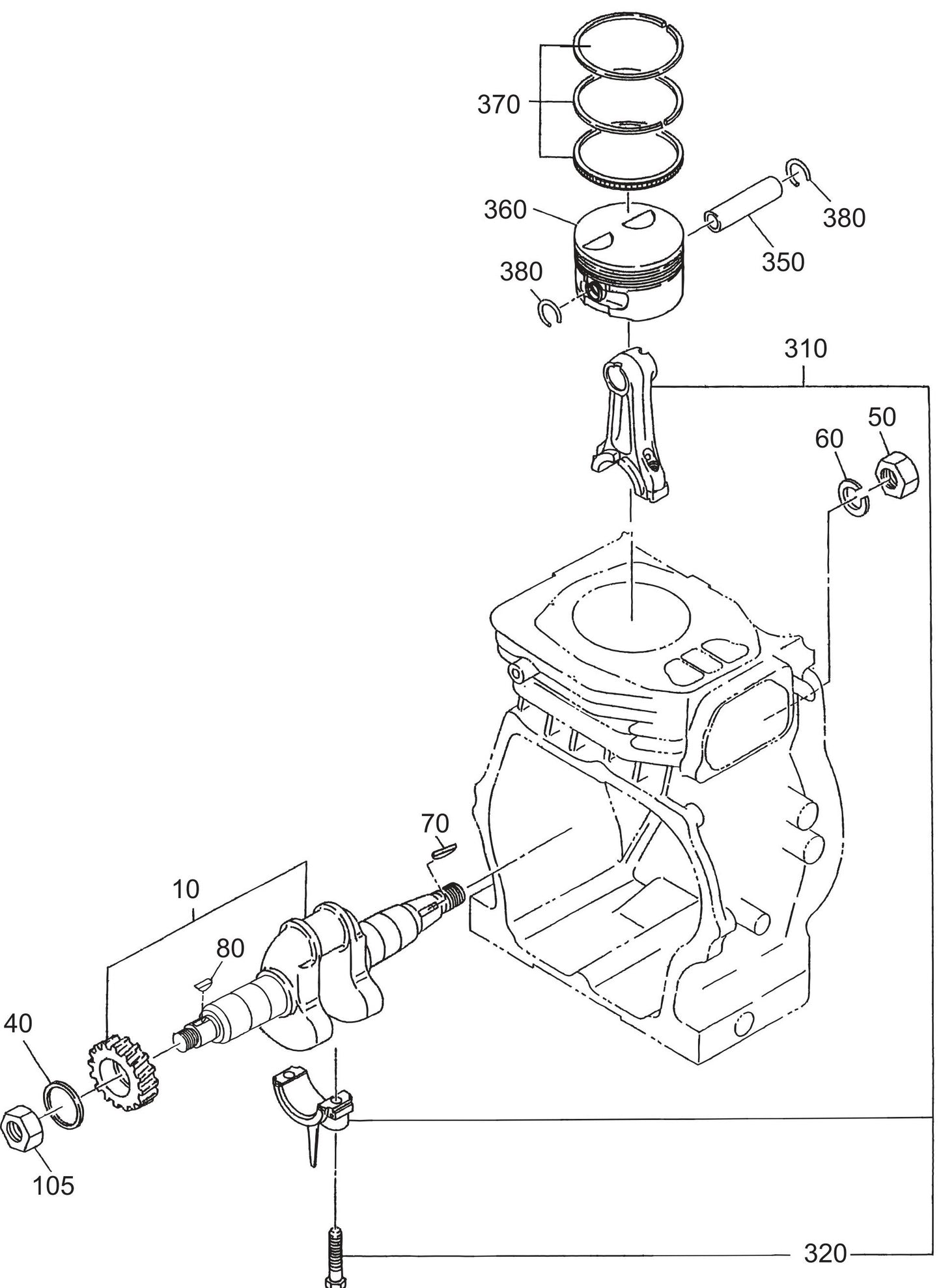 MT84FA Robin EH-12-2D46420 Engine Crankshaft And Piston Assembly Parts