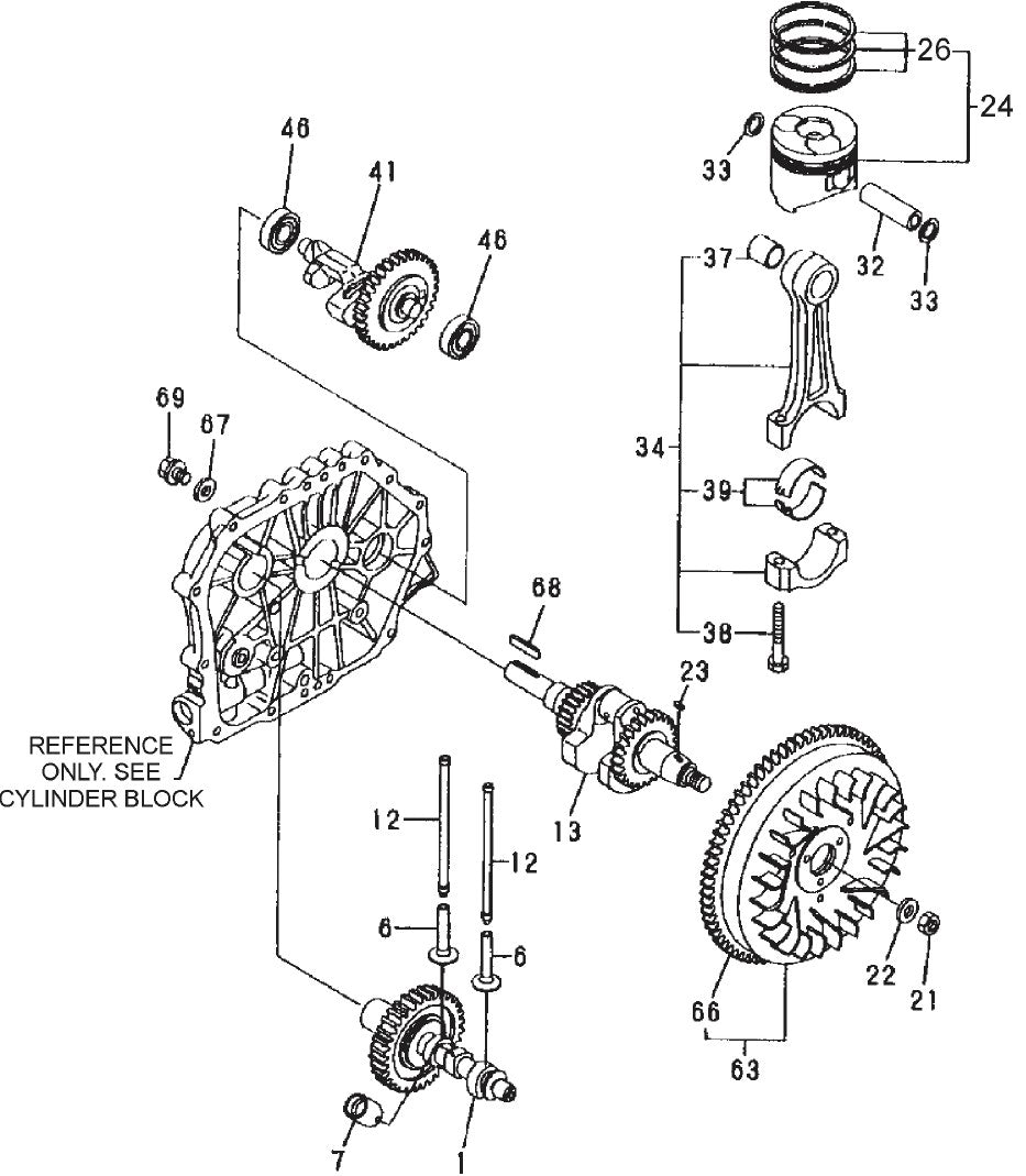 Crankshaft, Piston, Camshaft Assembly Parts For YANMAR L100V1 MRH800DS Vibratory Rollers By Multiquip
