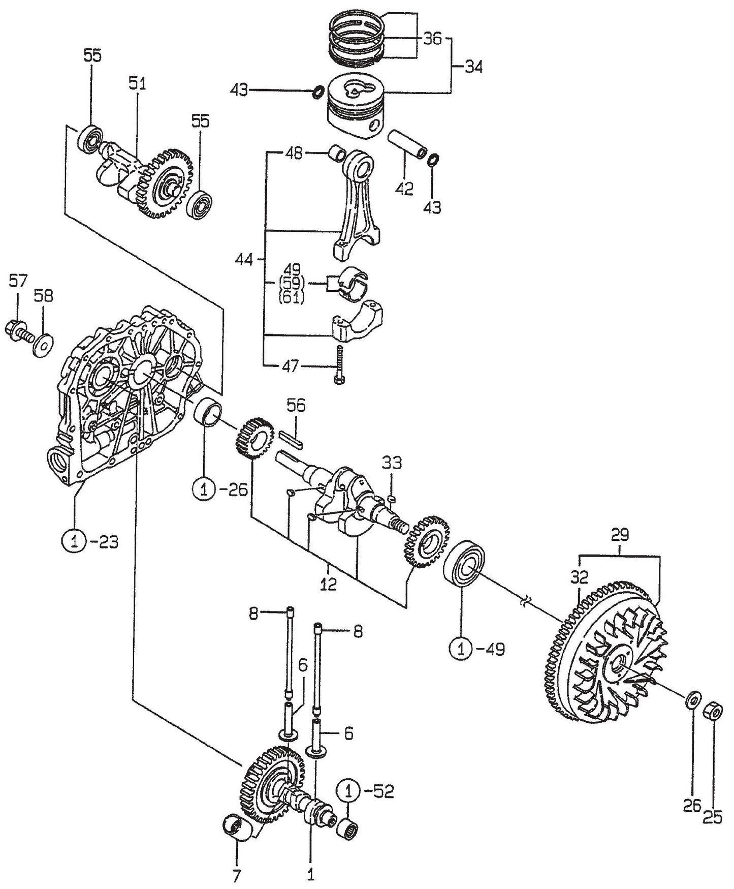 MVH306D Yanmar L-70EE Crankshaft, Camshaft And Camshaft Assembly Parts