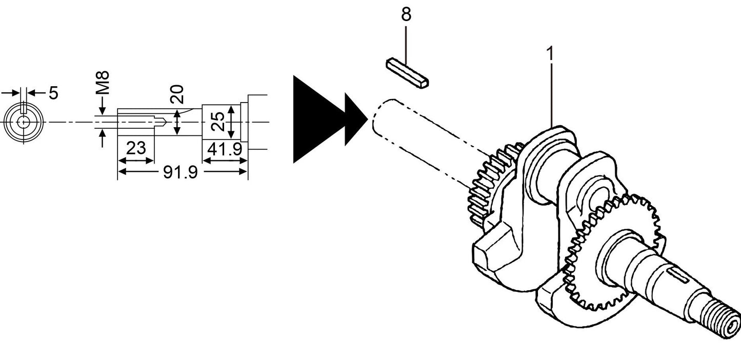 MVH158GH Honda GX200UT2SM14/SCM Engine Crankshaft Assembly Parts