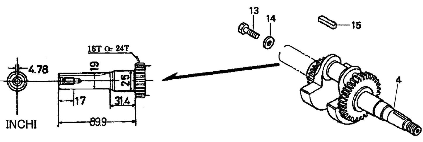 MVC90H Honda GX160K1QMX2/GX160U1QMX2 Engine Crankshaft Assembly Parts